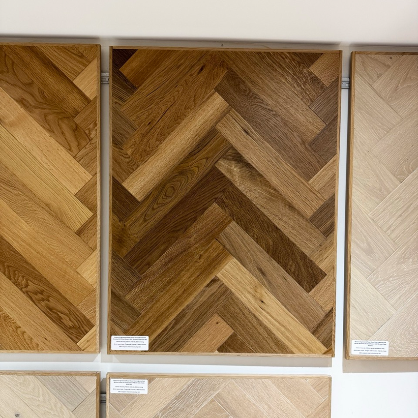 Boston Engineered Real Wood Herringbone Oak Smoked UV Oiled